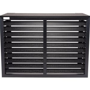 Floli Kunststof Airco Cover Buitenunit Omkasting  Houtlook Zwart Wandmontage