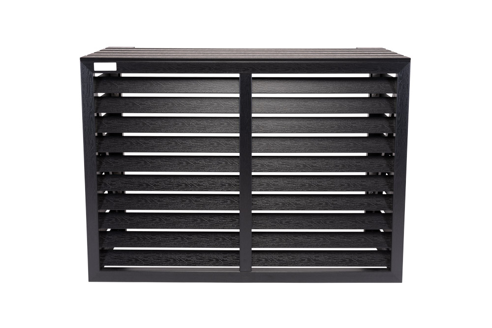Floli Kunststof Airco Cover Buitenunit Omkasting  Houtlook Zwart Wandmontage