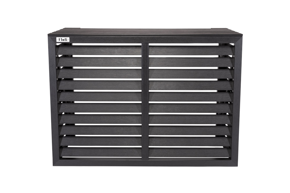 Floli Kunststof Airco Cover Buitenunit Omkasting  Houtlook Grijs Wandmontage